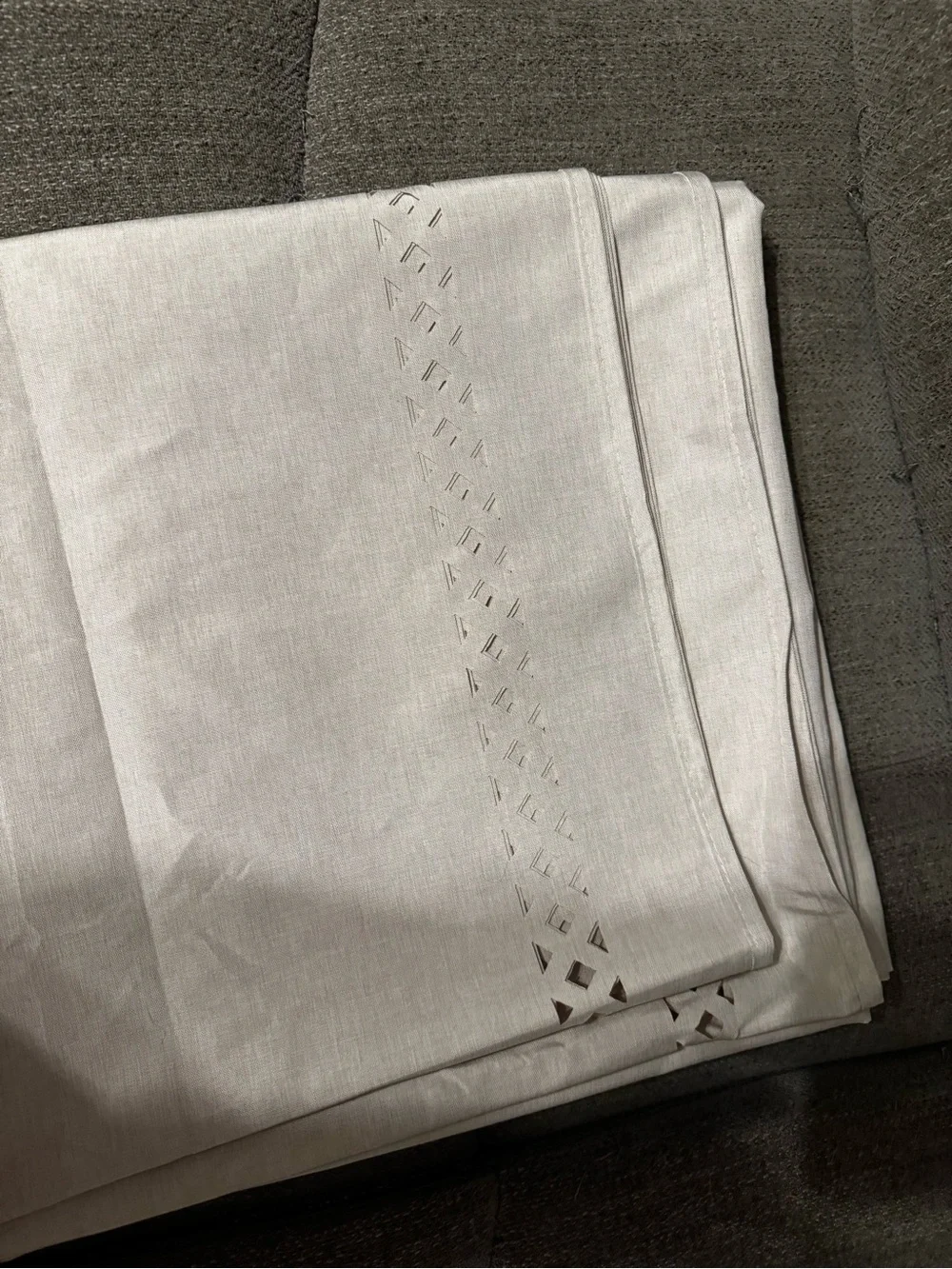 Beige Cutwork Cotton Tablecloth - Elegant Dining Linen